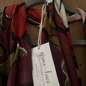 Grace & Lace Vibrant Red and Green Scarf